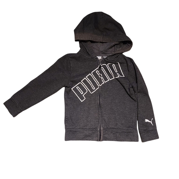 Puma Zip Up Kids Toddler Baby Hoodie Black Spell Out Words Size 4T - Picture 1 of 4